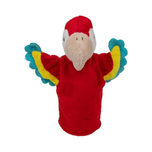 Ročna lutka rdeča ara